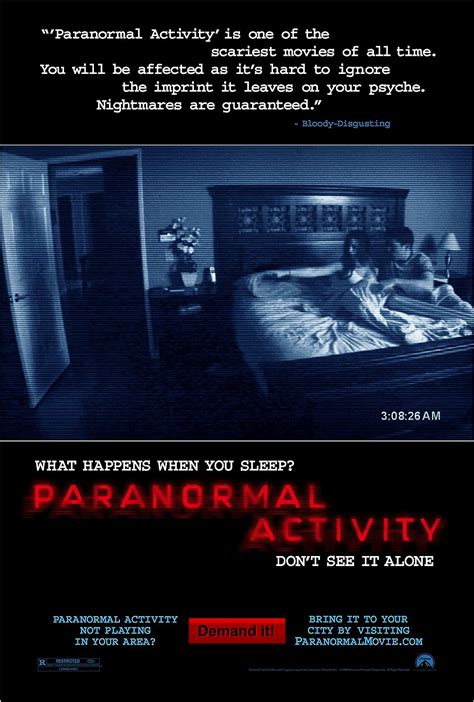After moving into a suburban home, a couple becomes increasingly disturbed by a nightly demonic presence. . Paranormal activity imdb